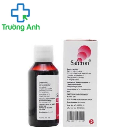 Saferon (Siro) - Thuốc điều trị thiếu máu thiếu sắt hiệu quả của India