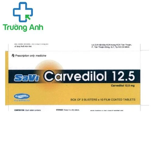 SaVi Carvedilol 12.5 - Điều trị cao huyết áp, suy tim hiệu quả