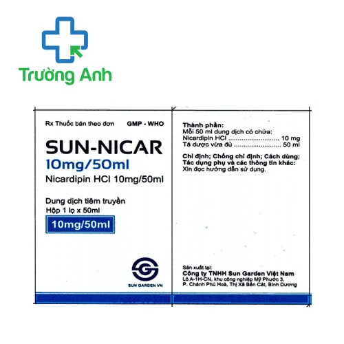 Sun-Nicar 10mg/50ml- Thuốc điều trị tăng huyết áp của Sun Garden