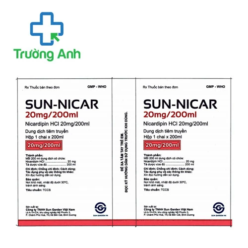 Sun-Nicar 20mg/200ml - Thuốc điều trị tăng huyết áp của Sun Garden