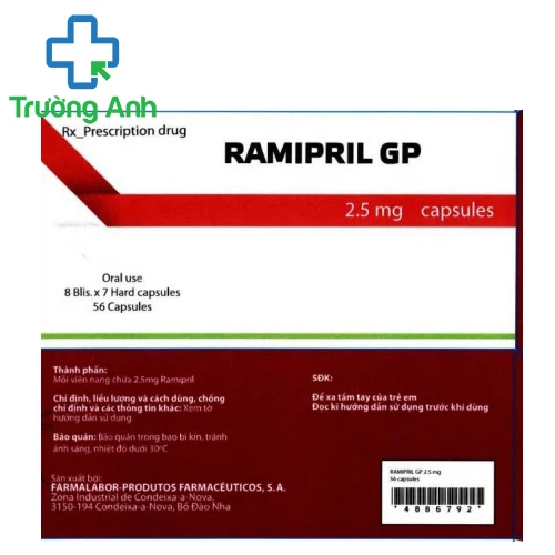 Ramipril GP 2,5mg - Thuốc điều trị tăng huyết áp của Portugal