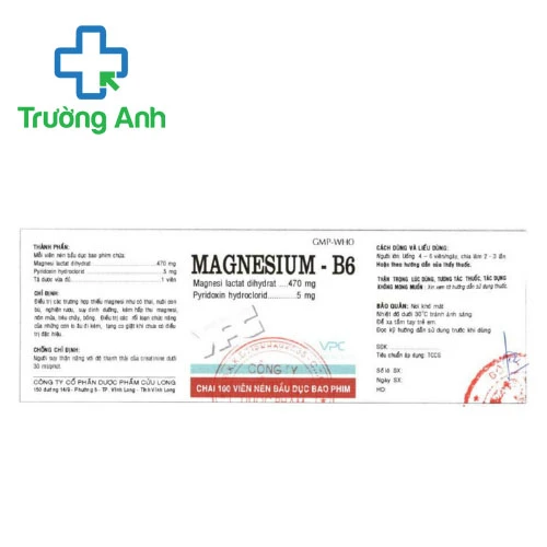 Magnesium - B6 Cửu Long - Thuốc điều trị thiếu magnesi