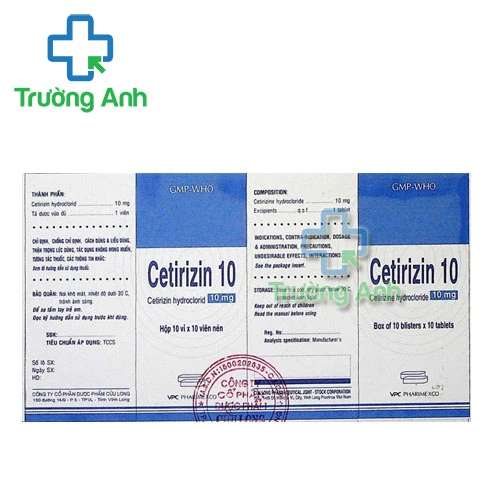 Cetirizin 10 VPC - Thuốc điều trị viêm mũi dị ứng, mày đay hiệu quả
