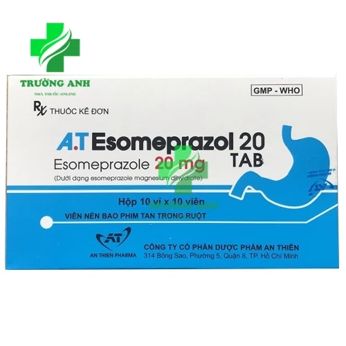 A.T Esomeprazol 20 tab - Thuốc điều trị trào ngược dạ dày hiệu quả