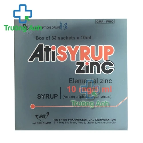 Atisyrup zinc 10mg - Giúp hỗ trợ điều trị và phòng thiếu kẽm hiệu quả