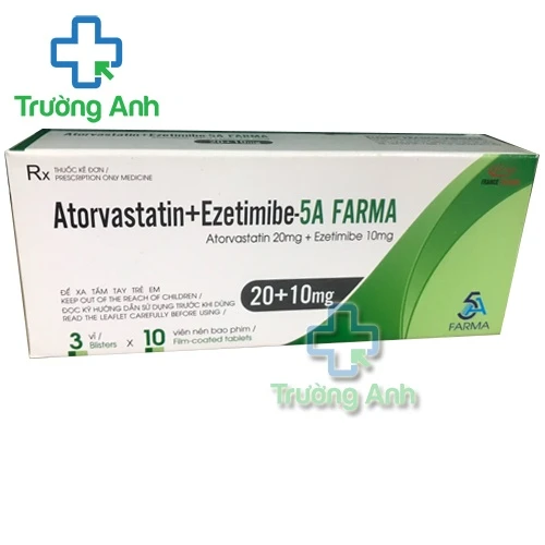 Atorvastatin+Ezetimibe-5A FARMA 20+10mg - Thuốc điều trị tăng cholesterol máu hiệu quả