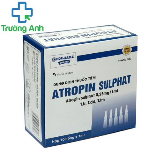 Atropin 0,25mg - Thuốc làm giảm co thắt & tăng động bệnh lý tiêu hóa