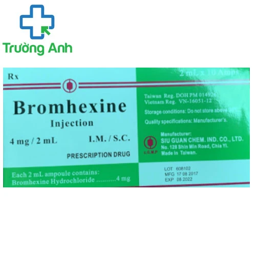 Bromhexine injection - Thuốc điều trị tiết chất nhầy bất thường