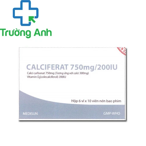 Calciferat 750mg/200IU Medisun - Hỗ trợ bổ sung canxi hiệu quả