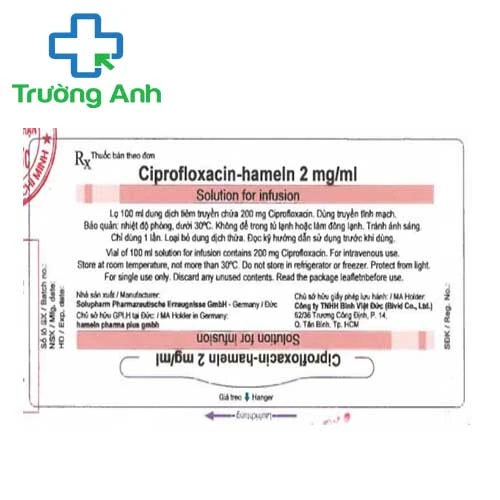 Ciprofloxacin-hameln 2mg/ml - Thuốc điều trị nhiễm khuẩn của Đức