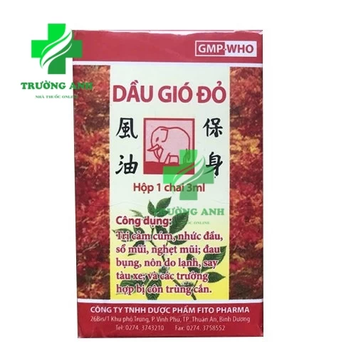 Dầu gió đỏ 3ml - Hỗ trợ điều trị cảm cúm, say tàu xe của Fito (12 hộp)