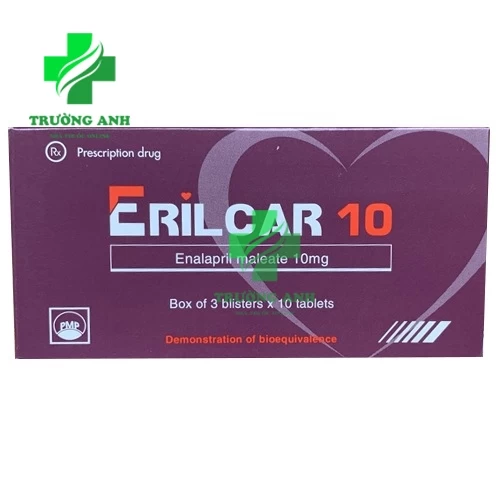 Erilcar 10 Pymepharco - Điều trị tăng huyết áp vô căn, suy tim