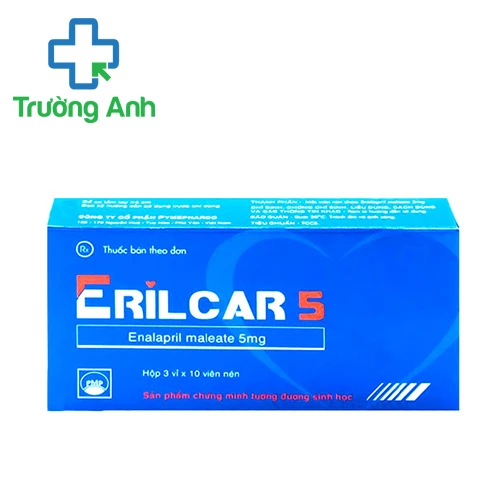 Erilcar 5 Pymepharco - Điều trị tăng huyết áp vô căn, suy tim