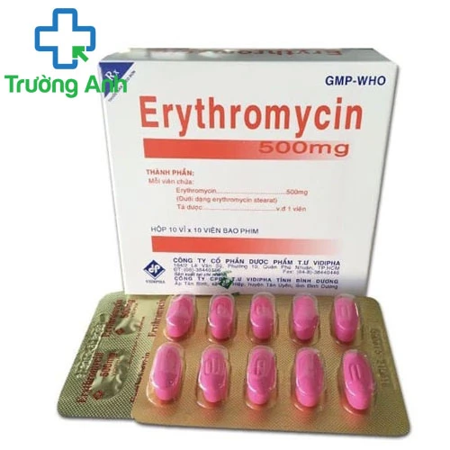 ERYTHROMYCIN 500mg Vidipha - Thuốc điều trị nhiễm trùng tai, mũi