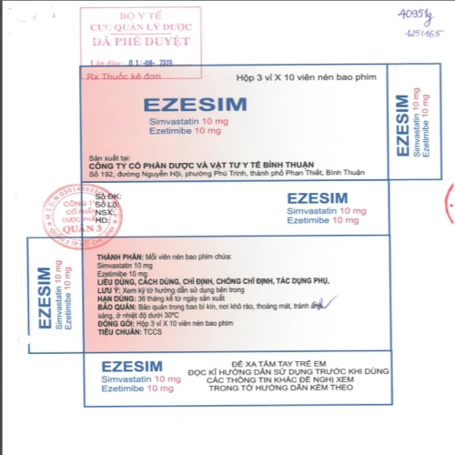 EZESIM - Thuốc điều trị tăng cholesterol máu nguyên phát hiệu quả