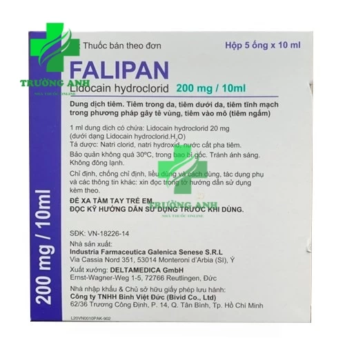 Falipan 200mg/10ml - Thuốc gây tê tại chỗ, gây tê vùng của Italy