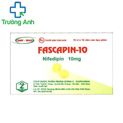 Fascapin-10 - Thuốc điều trị tăng huyết áp, đau thắt ngực hiệu quả