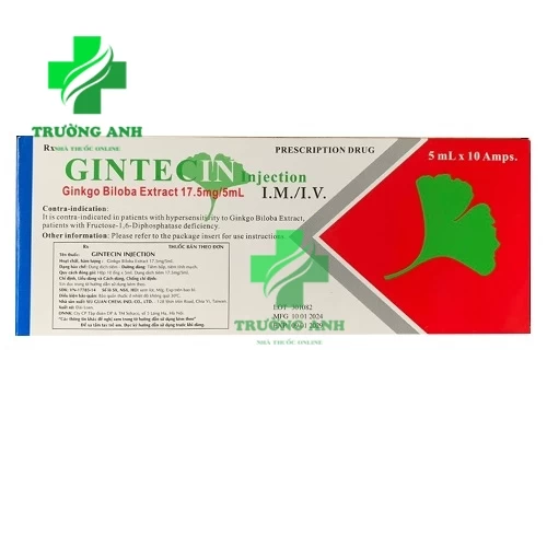 Gintecin Injection 17,5mg/5ml Siu Guan Chem - Tăng cường máu não hiệu quả