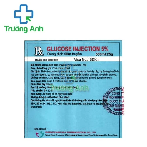 Glucose Injection 5% 500ml Shijiazhuang - Điều trị mất nước