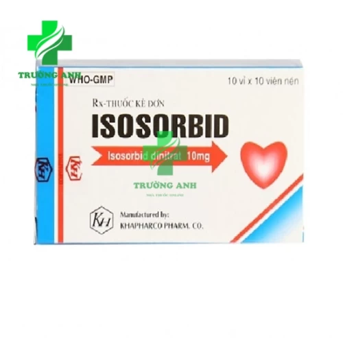Isosorbid 10mg Khapharco - Thuốc điều trị đau thắt ngực hiệu quả