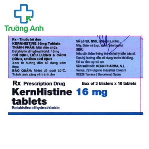 Kernhistine 16mg Tablet - Thuốc điều trị chứng chóng mặt tiền đình