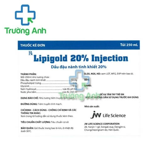 Lipigold 20% Injection 250ml JW Pharma - Cung cấp năng lượng và acid béo