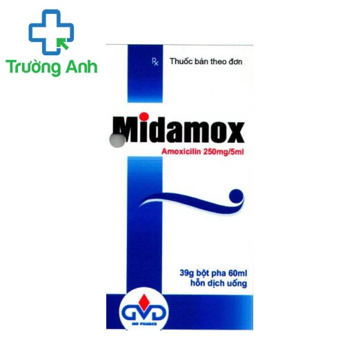 Midamox 250mg/5ml MD Pharco (lọ bột) - Điều trị nhiễm trùng đường hô hấp trên