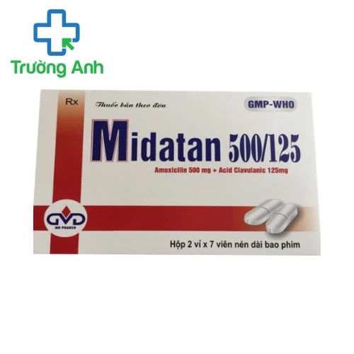 Midatan 500/125 - Thuốc điều trị nhiễm khuẩn da, mô mềm