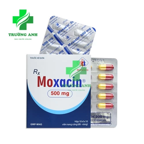Moxacin 500mg (viên đỏ-vàng) - Thuốc trị nhiễm khuẩn của Domesco 