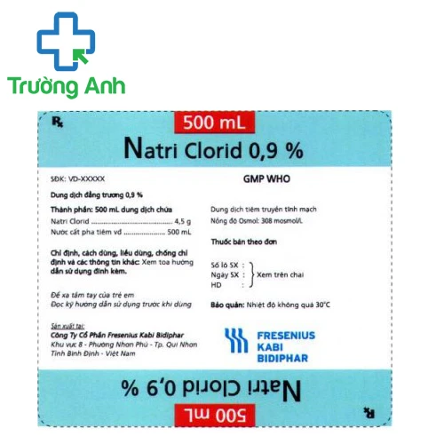 NATRI CLORID 500ml Fresenius - Bổ sung Natri clorid và nước hiệu quả 
