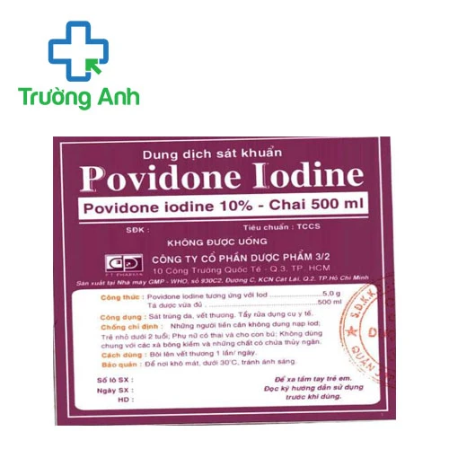 Povidone Iodine 10% 500ml F.T.Pharma (dd sát khuẩn) - Sát trùng hiệu quả