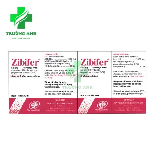 Zibifer 50mg/5ml OPV - Thuốc điều trị thiếu máu do thiếu sắt