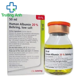 Human Albumin 20% Behring low salt- Thuốc phụ trợ trong thẩm tách máu của Đức